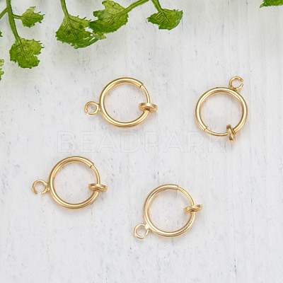 Brass Clip-on Hoop Earring Findings X-KK-P102-01G-1