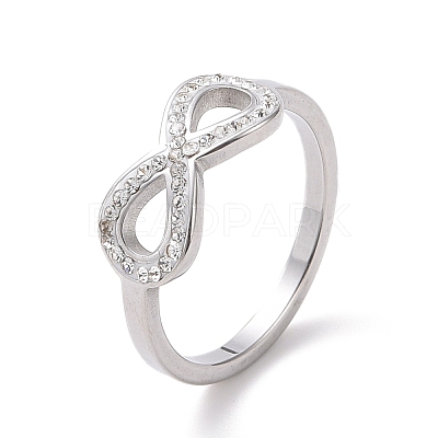 Crystal Rhinestone Infinity Finger Ring RJEW-D120-01P-1