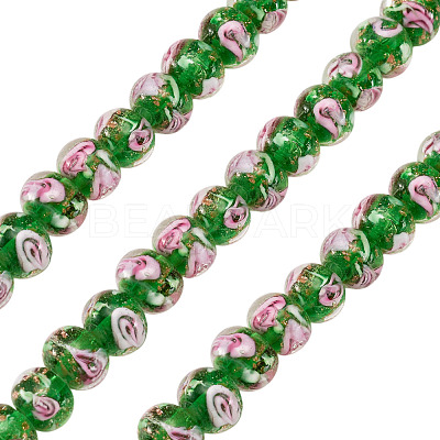 1 Strand Handmade Lampwork Inner Flower Rondelle Beads Strands LAMP-TA0002-72G-1