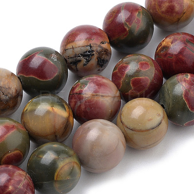 Natural Polychrome Jasper/Picasso Stone/Picasso Jasper Beads Strands G-S259-23-6mm-1