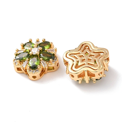 Brass Micro Pave Cubic Zirconia Beads KK-A284-19G-02-1