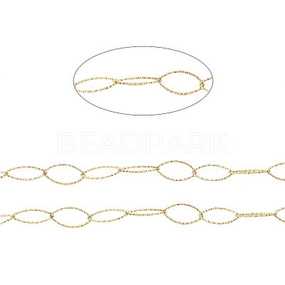 Ion Plating(IP) 304 Stainless Steel Textured Horse Eye Link Chains CHS-I020-01A-G-1