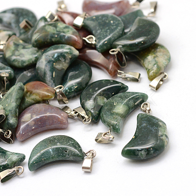 Moon Natural Indian Agate Pendants X-G-Q369-05-1