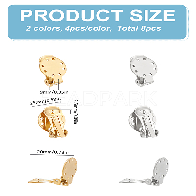 8Pcs 2 Colors 304 Stainless Steel Clip-on Earring Findings STAS-LP0001-45-1