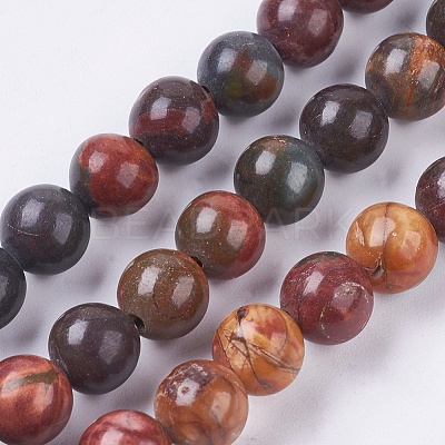 Natural Polychrome Jasper/Picasso Stone/Picasso Jasper Bead Strands G-E468-C01-1