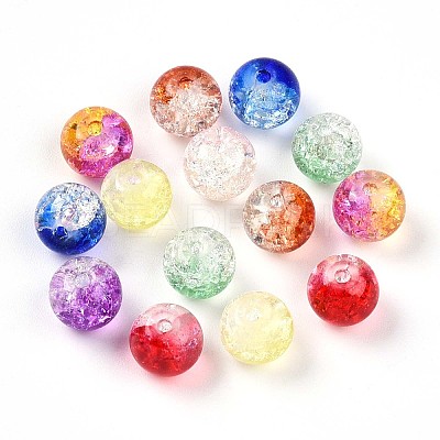 Baking Paint Transparent Crackle Glass Beads DGLA-Q018-8mm-M01-1
