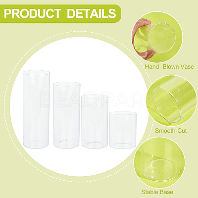 4Pcs 4 Styles Column Glass Vase Ornaments GLAA-BC0001-23-1