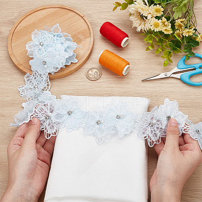 Double Layer Polyester Flower Lace Ribbons DIY-WH0656-60A-1