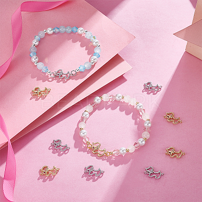 10Pcs 2 Colors Brass Micro Pave Cubic Zirconia Puppy Links/Connectors ZIRC-BBC0003-37-1