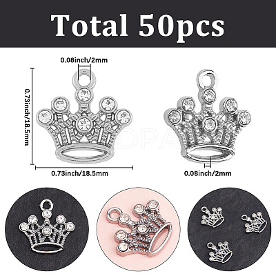 50Pcs Zinc Alloy with Crystal Rhinestone Pendants FIND-SC0019-59-1