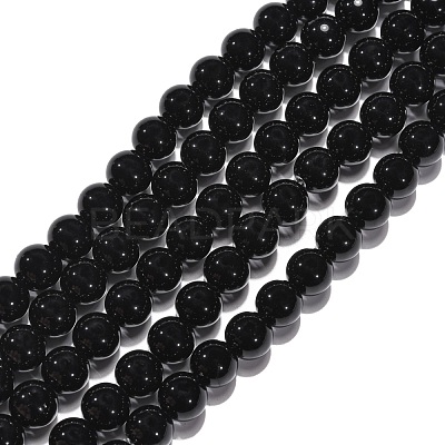 Synthetic Black Stone Beads Strands G-G088-10mm-1