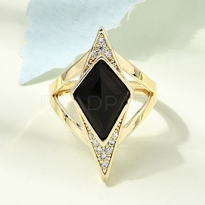 Brass Micro Pave Cubic Zirconia Cuff Rings for Women GG-CBA7610-11G-06-1