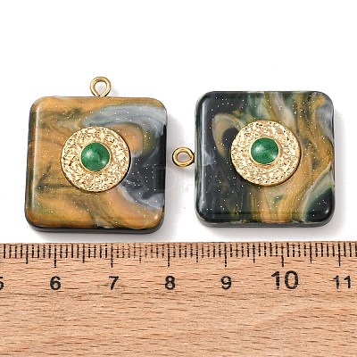 304 Stainless Steel Resin Pendants STAS-F352-07B-03-1