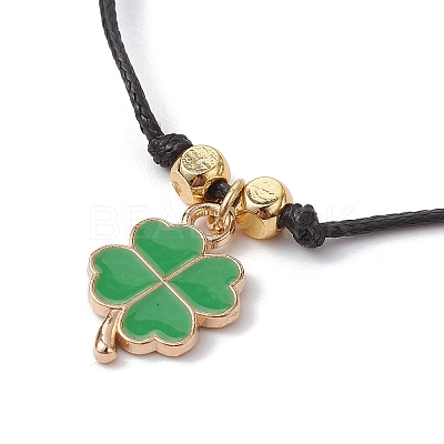 Alloy Enamel Clover Charm Bracelet BJEW-JB09962-1