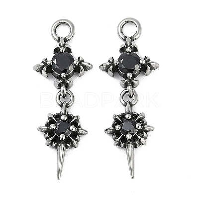 316 Surgical Stainless Steel Micro Pave Cubic Zirconia Pendants LS-STAS-G349-03AS-01-1