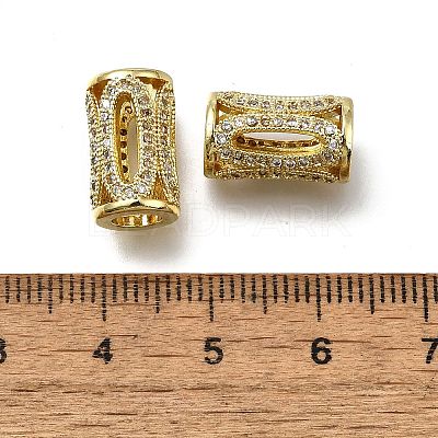 Brass Micro Pave Clear Cubic Zirconia European Beads ZIRC-I070-015G-1