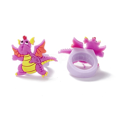 PVC Plastic 3D Dinosaur Finger Ring RJEW-I081-01-1
