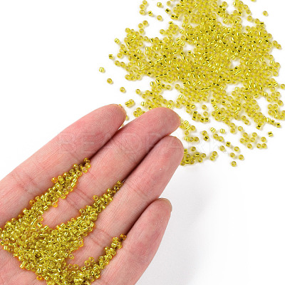 Yellow 11/0 Grade A Round Transparent Glass Seed Beads X-SEED-Q007-F35-1