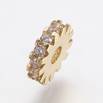 Brass Micro Pave Cubic Zirconia Bead Spacers ZIRC-E143-21G-1