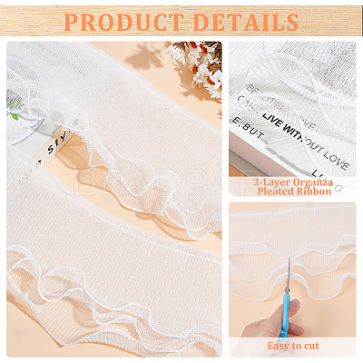5M 3-Layer Organza Pleated Ribbon OCOR-PH0002-96B-1