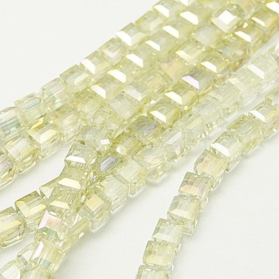 Electroplate Glass Beads Strands EGLA-D018-6x6mm-70-1