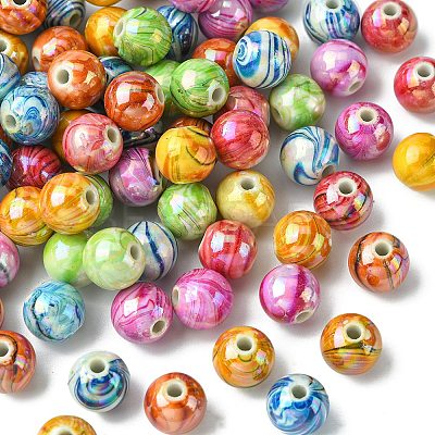 AB Color Wave Printed Acrylic Beads MACR-YW0002-70-1