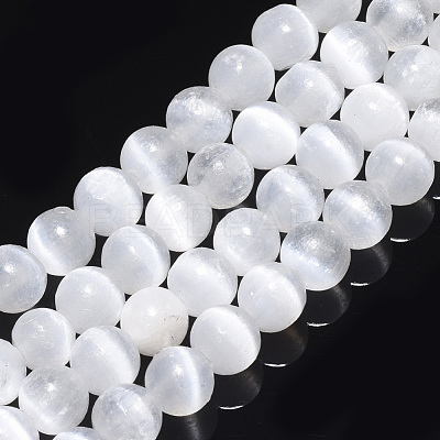 Natural Selenite Beads Strands G-S366-027B-1