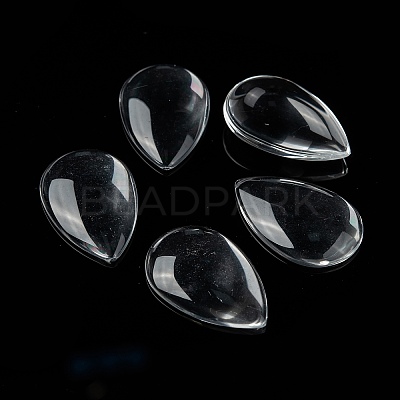 Transparent Teardrop Glass Cabochons GGLA-R024-30x20-1