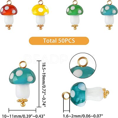 50Pcs Handmade Lampwork Pendants FIND-FH0005-02-1