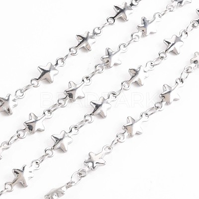 Non-Tarnish 201 Stainless Steel Star & Oval Link Chains STAS-N092-107-1