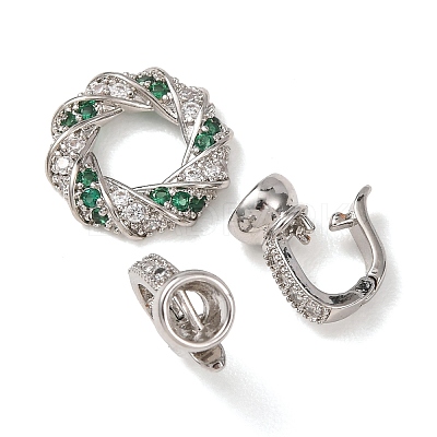 Brass Micro Pave Cubic Zirconia Fold Over Clasps KK-D259-05P-1