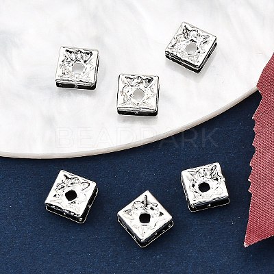 Brass Rhinestone Spacer Beads X-RSB072-04S-1