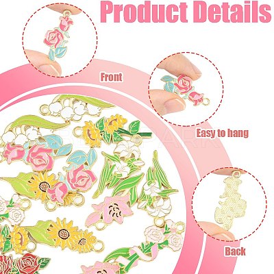 16Pcs 8 Styles Alloy Enamel Pendants ENAM-FS0003-93-1