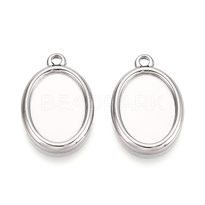 304 Stainless Steel Pendant Cabochon Settings STAS-T067-68P-1