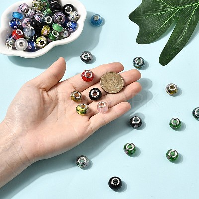 Rondelle Mixed Style Handmade Lampwork European Large Hole Beads LPDL-R007-1
