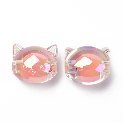 UV Plating Rainbow Iridescent Acrylic Beads OACR-H015-05E-1