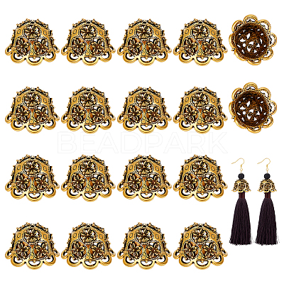 24Pcs Tibetan Style Alloy Bead Caps TIBE-PH0002-63AG-1