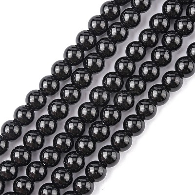 Synthetic Black Stone Beads Strands X-G-G088-6mm-1