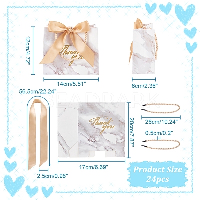 Rectangle Paper Wrapping Handle Bags with Ribbon CARB-WH0001-07B-1