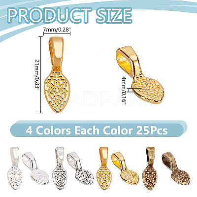 100Pcs 4 Colors Alloy Glue-on Flat Pad Bails FIND-AR0006-02-1