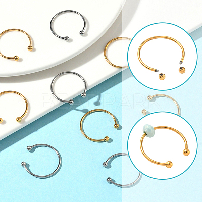 20Pcs 2 Colors 304 Stainless Steel Cuff Rings RJEW-SC0001-35-1