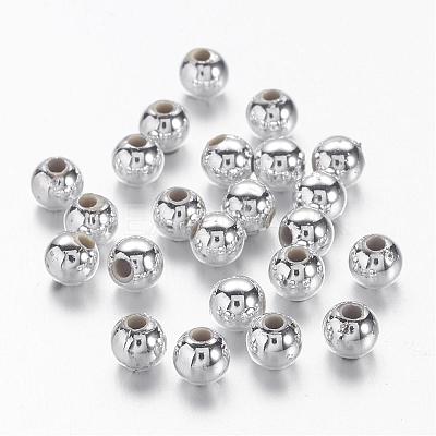 Chunky Silver Plated Acrylic Round Spacer Beads for Kids Jewelry X-PL681-1-1