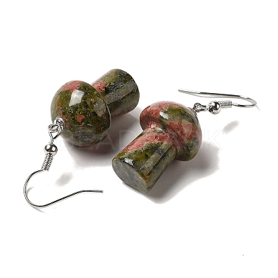 Natural & Synthetic Mixed Gemstone Mushroom Dangle Earrings EJEW-E296-05P-B-1