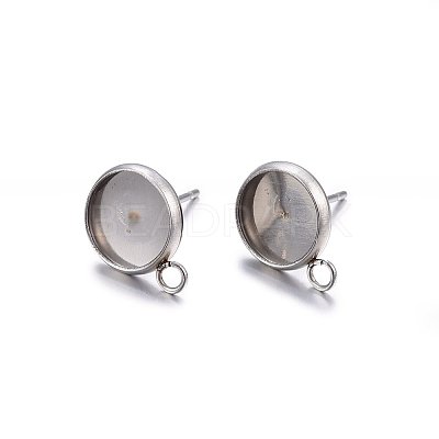 Non-Tarnish 304 Stainless Steel Stud Earring Settings LS-X-STAS-H467-08P-12mm-1