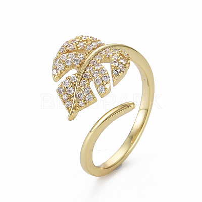 Brass Micro Pave Clear Cubic Zirconia Cuff Rings X-RJEW-Q164-014-NF-1