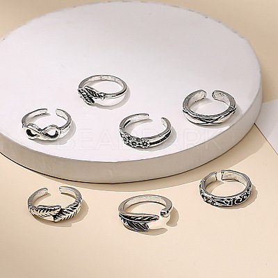 7Pcs Tibetan Style Alloy Cuff Toe Rings Sets WG87053-04-1