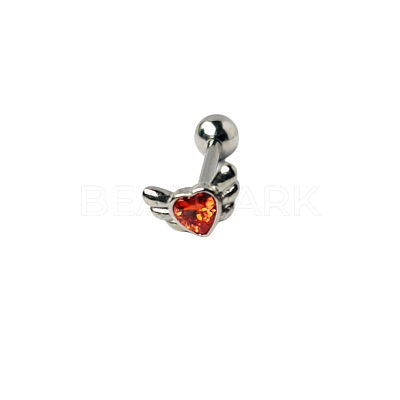 Angel Wing Heart 316L Surgical Stainless Steel Pave Cubic Zirconia Tongue Rings FS-WG901EE-13-1