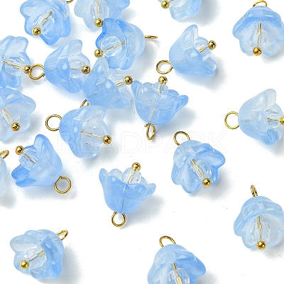 20Pcs Glass & Acrylic Flower Pendants PALLOY-YW00107-01-1