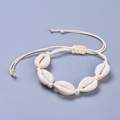 Adjustable Cowrie Shell Braided Bead Bracelets BJEW-JB04278-1