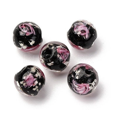 Luminous Handmade Glod Sand Lampwork Beads Strands LAMP-B028-03Q-10mm-1